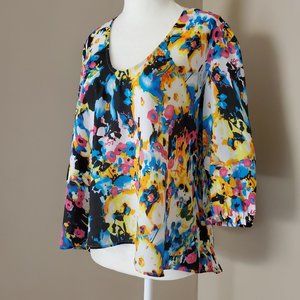 Lovers + Friends Floral Watercolor Boho Top Size S